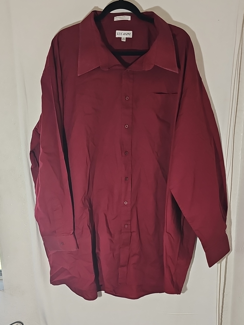 Men's Maroon Dress Shirt - Classic Long Sleeve